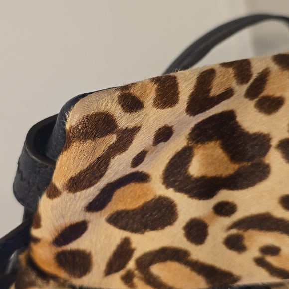 Aimee Kestenberg Calf Fur Black Animal leopard print backpack Leather Purse HOT - Picture 13 of 15